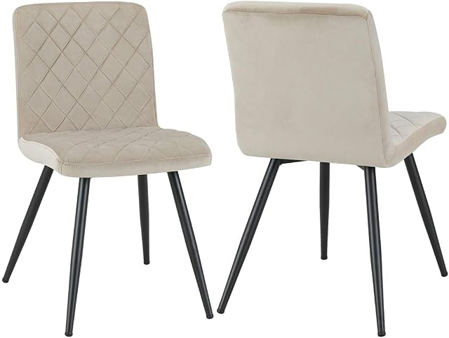 DUHOME Dining Chair Fabric (Velvet) Padded Chair Retro Design with Metal Legs Colour Selection 8043L, colour:beige, material:Velvet