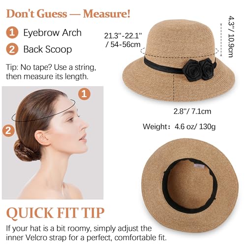 Sombrero de paja para mujer con flores crochet miniatura 4