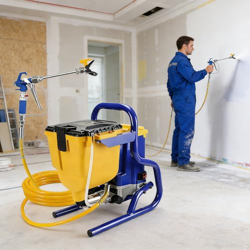 HEIHEIZI Pistola de Pintura Airless, 1800W, Alta Eficiencia, Sin Necesidad de Dilución, Salpicadura Mínima, para Pintura de Paredes y Techos/Madera y Metal, Presión de Pulverización Ajustable 20MPa