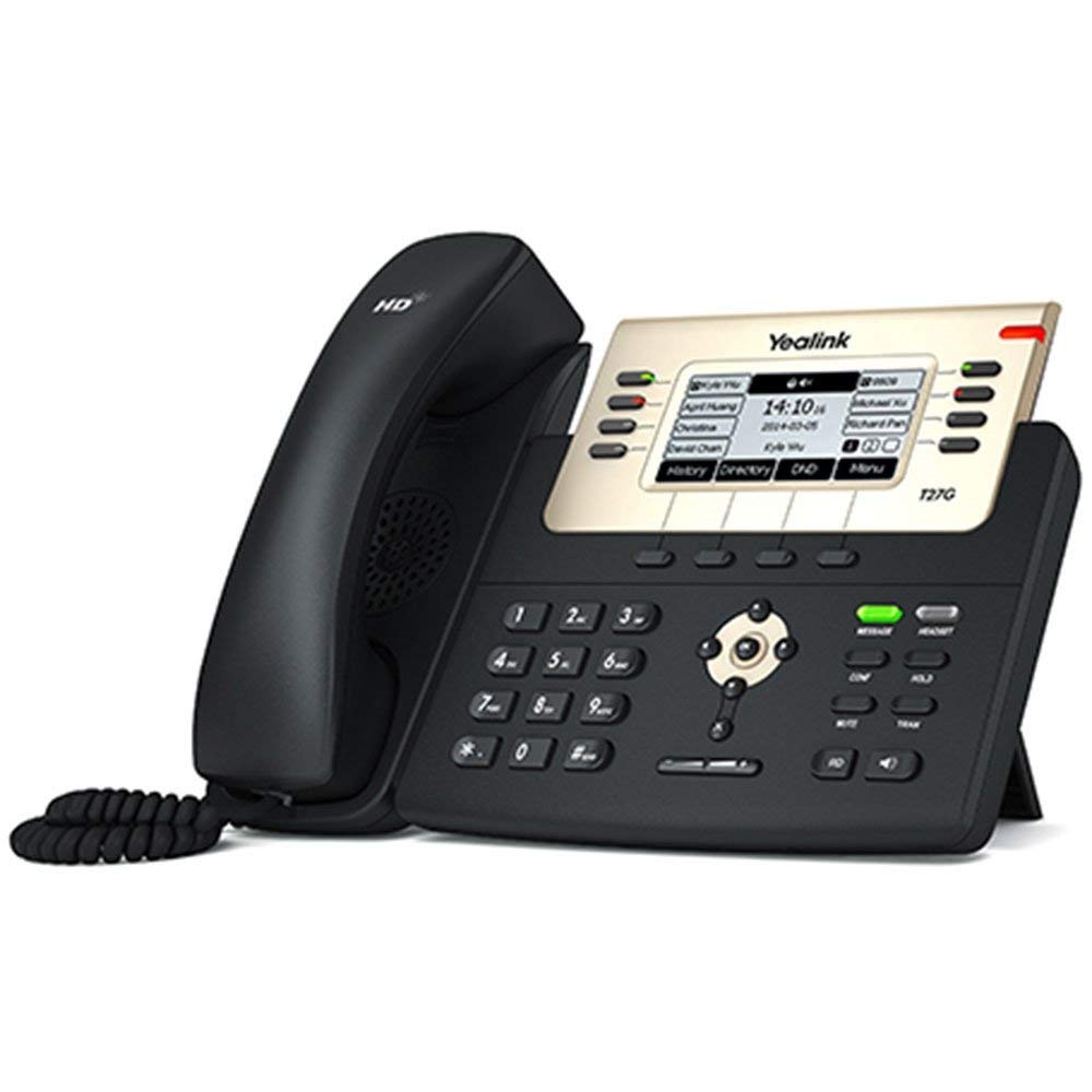 Yealink T27G IP Phone, 6 Lines. 3.66-Inch Graphical LCD. USB 2.0, Dual-Port Gigabit Ethernet, 802.3af PoE, Power Adapter Not Included (SIP-T27G)