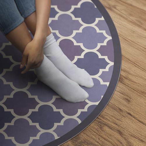 Tapis vinyle rond intérieur PVC maison cuisine salon chambre résistant 90cm