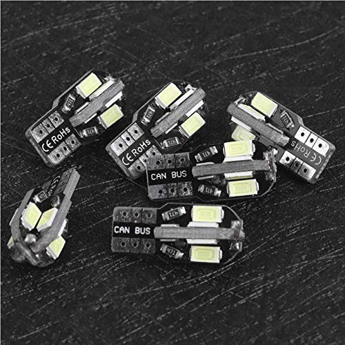 Qiilu 20 szt. 8 LED Żarówka boczna do samochodu T10 194 168 W5W 5730 G8k944 dla Canbus