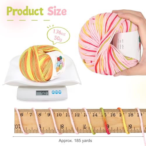 Image of Katech Cotton Yarn for Crocheting-55% Cotton 45% Acrylic-#3 DK (Light)-Super Soft Milk Cotton Yarn-Great Crochet and Knitting Starter Kit for Colorful Craft(Colorful)
