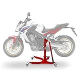 Der Motorrad Zentralständer ist das ideale Werkzeug zum mühelosen Aufbocken und exakten Rangieren deiner kompletten Maschine. Leichtgängige, stabile Doppelrollen helfen beim leichten Bewegen des Motorrads in Garage, Keller und auf der Rennstrecke.