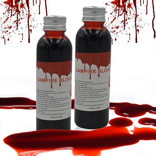 Jingyukj künstliches blutKünstliches Halloween Blut Filmblut Vampirblut Zombieblut Profi Kunstblut 2x60mL,abwaschbares Kunstblut für Cosplay,Bühne,Theater,Partei,Verkleidung,Make-up Fake Blood