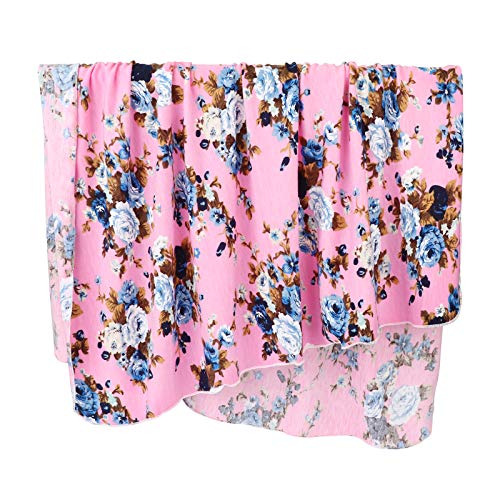 Image of DRESHOW BQUBO Newborn Receiving Blanket with Bow Hat Set Flower Print Baby Swaddle Blanket with Beanie Nursery Swaddle Wrap