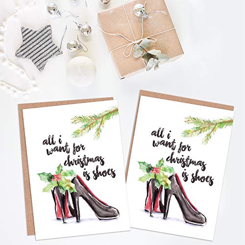 Wee Blue Coo Christmas Cards x6 Shoes Shopaholic Fashion Funny Set Xmas Cards, 17.5 x 12.5 cm - Image 2