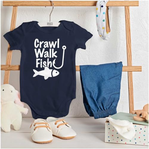 Image of Brisco Brands Crawl Walk Fish Funny Fishing Routine Humor Romper Bodysuit