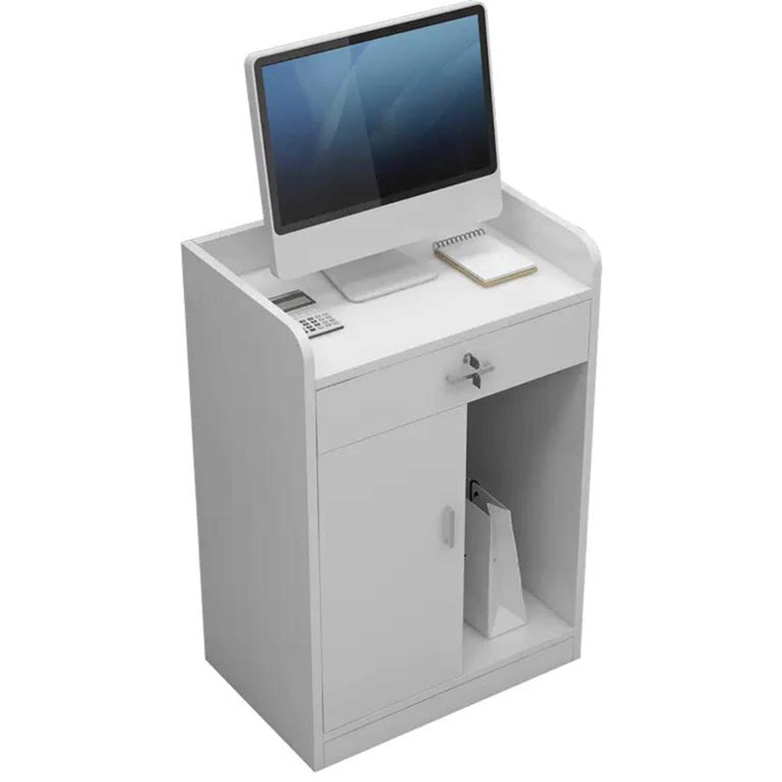 Mesa de Recepción de Mostrador de Oficina Cajones y Armario con Cerradura Mesa de Mostrador con Gran Espacio de Almacenaje para Oficina Tienda Salones de Belleza Hoteles
