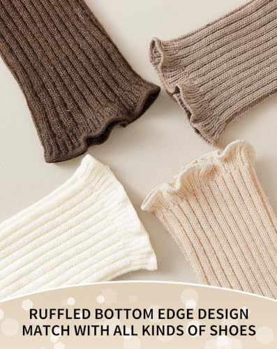 Image of Yawlsow Leg Warmers for Women Girls Y2k Knit Ruffle Leg Warmer Winter 80s with Sequins, Japanese Kawaii Harajuku Accessories