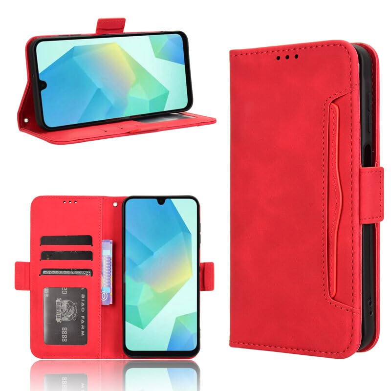 Étui compatible avec Samsung Galaxy S26 rouge housse cuir portefeuille à rabat