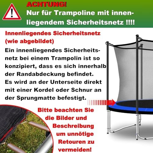 2. Bild von Baunsal® Trampolin Sicherheitsnetz Ø 183 185 244 250 300 305 366 370 396 400 427 430 457 460 487 490 (JS-IN) Ersatzteile Netz Schutznetz Kindertrampolin Ersatznetz Gartentrampolin Outdoor Ø 366 cm