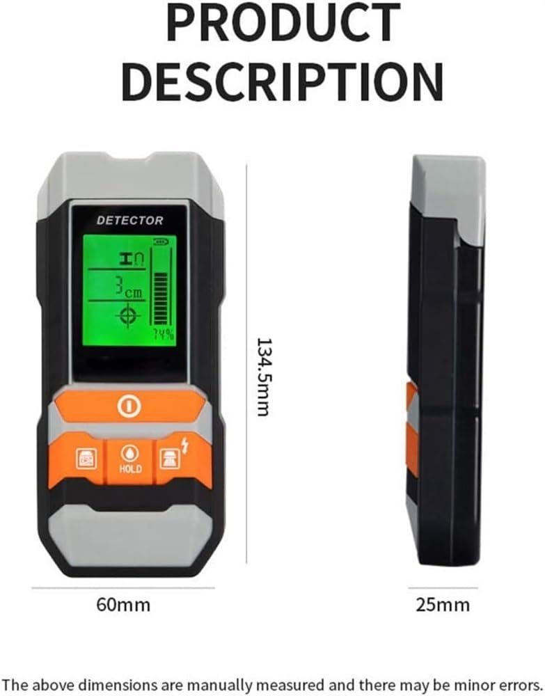 Skaner Ścienny 4 W 1 Z Wyświetlaczem Lcd Hd Do Wykrywania Środka I Krawędzi Metalu, Słupków, Przewodów Ac I Rur