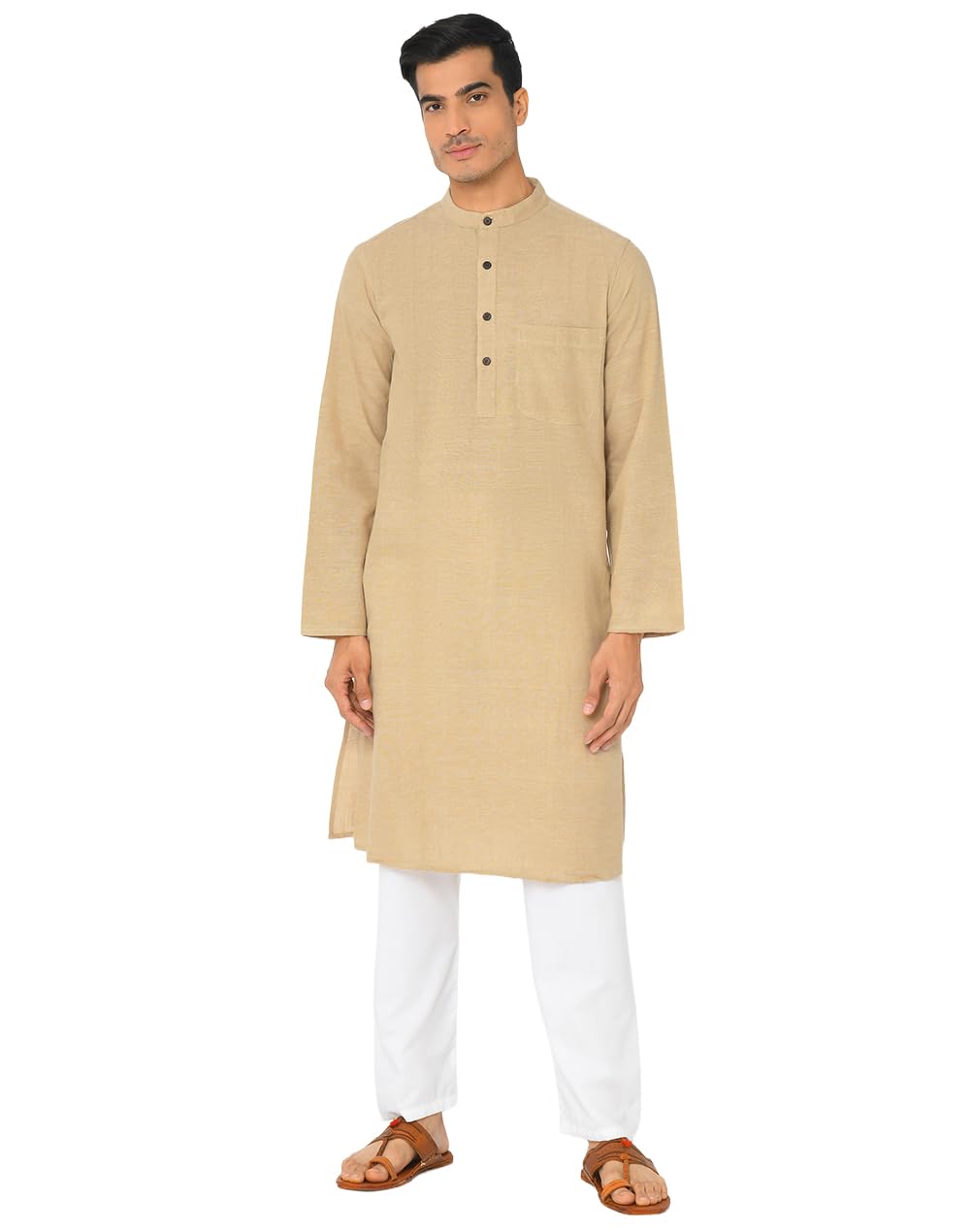fabindia Men's Cotton Comfort Fit Solid Kurta-picture-13