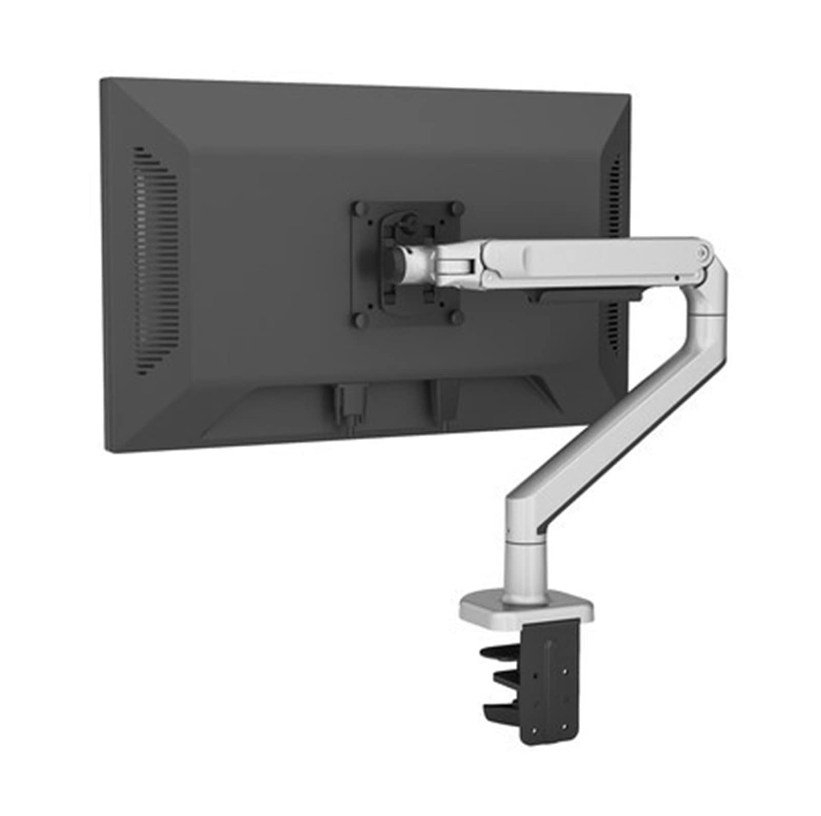 Cfwwsaq Silver Monitor Arm, Aluminum Desktop Clamping 17-38" Monitor Holder Mechanical Spring Arm Free Lifting Full Motion Tv Monitor Mount Load 11Kgs(Silver)
