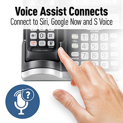 Panasonic Link2Cell Bluetooth Cordless Phone System with Voice Assistant, Call Blocking and Answering Machine. DECT 6.0 Expandable Cordless System - 5 Handsets - KX-TGF575S (Silver)