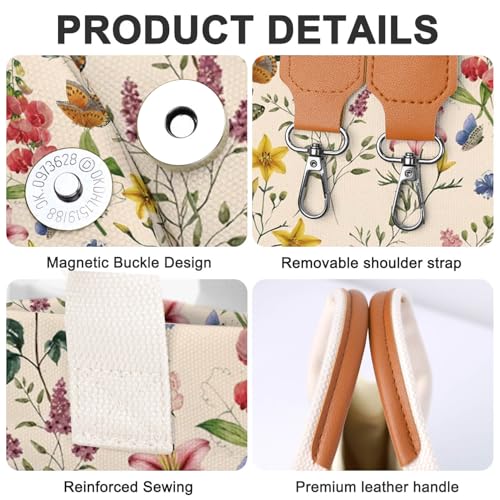Bolso tote de lona para mujer con bolsillos y cruzado miniatura 4