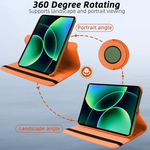 Image of TGK 360 Degree Rotating Flip Cover Case for Xiaomi Mi Pad 8 /8 Pro /Mi Pad 7 /7 Pro 11.2 inch Tablet (Orange)