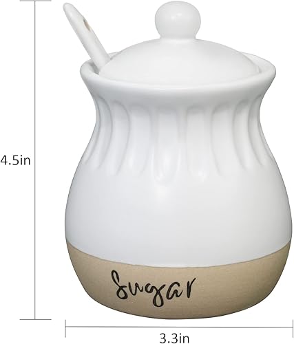 Miniatura 5 de Juego de azúcar y crema, jarra de crema de cerámica, azucarero con tapa y cuchara, moderno juego de recipientes para servir café de granja, blanco y