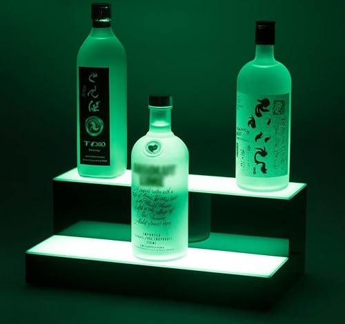 Miniatura 9 de Boss Premium BarUSA - Estantería de barra con iluminación LED de 2 pasos de 16 pulgadas botella de licor estantes de whisky bandeja de soporte para