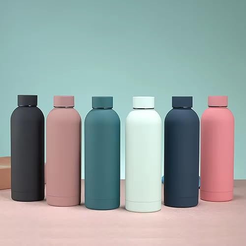 Miniatura 4 de Botella de agua deportiva de boca estrecha aislada de acero inoxidable de 17 onzas, frasco de vacío con forma de cola de doble pared (16.9 fl oz,