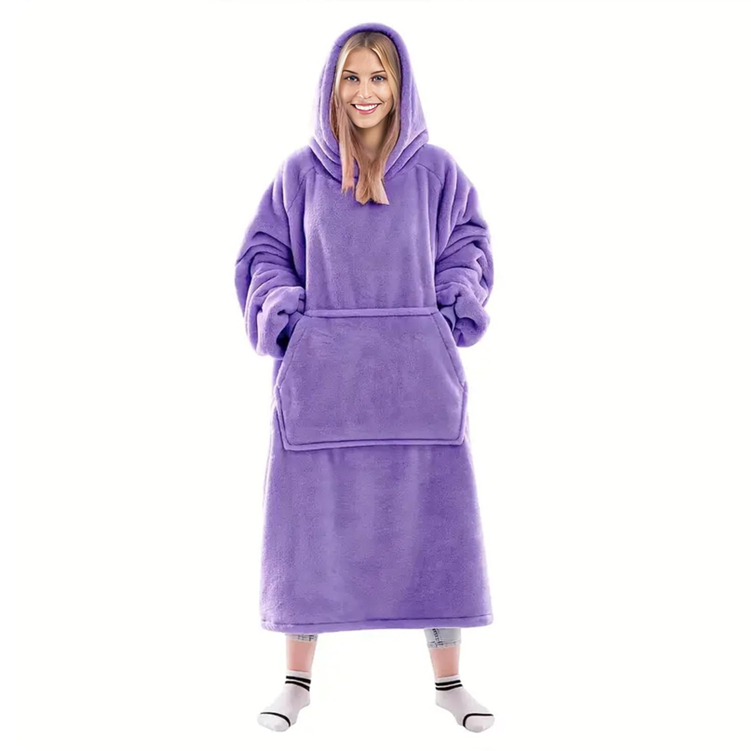 Hoodie Blanket, Super Soft Warm Oversized Blanket Hoodie, Comfortable Giant Pocket Sweatshirt Blanket, Sherpa Fleece for Women Men One Size Fit All