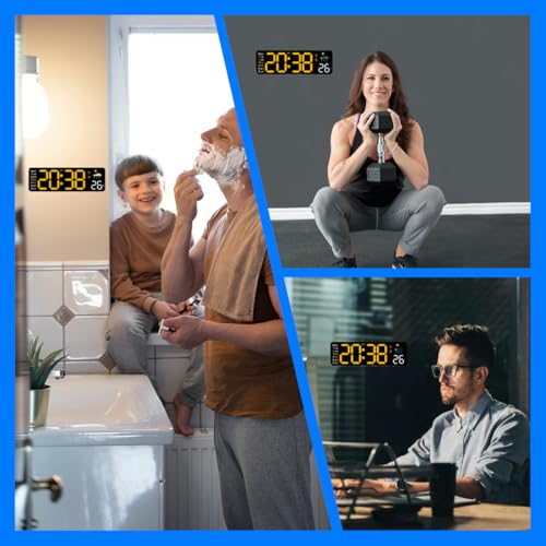 Horloge numérique LED orange 12" télécommandée à luminosité variable