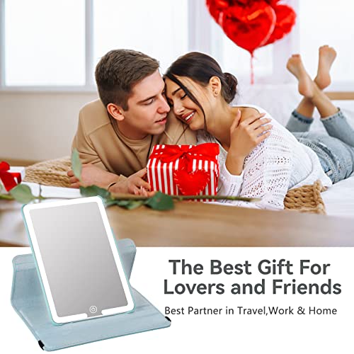 Travel Makeup Vanity Mirror With 72 Leds ||Drop Protection|| 360° Rotation Lighted Folding Cosmetic Beauty Mirror, Touch Control 3 Colors Light Modes, Usb Rechargable, Ultra Thin Tabletop Mirror #TOP6