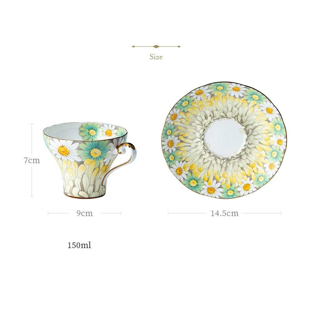 Zestaw filiżanek i spodków do herbaty z porcelany kostnej, filiżanka do kawy ze spodkiem - 2 sztuki, dla kobiet i na spotkania herbaciane