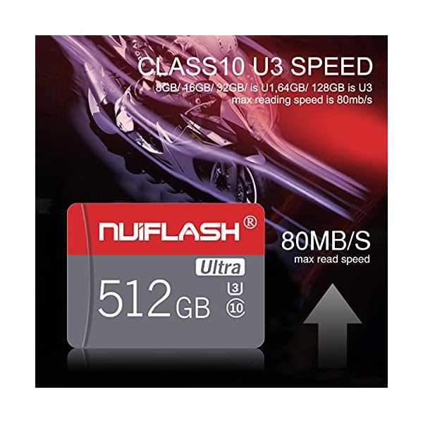 512GB Micro Speicherkarte mit Adapter (Schnelle Geschwindigkeit Klasse 10) TF Memory Karte für Kamera, Microsd SD… – Bild 4