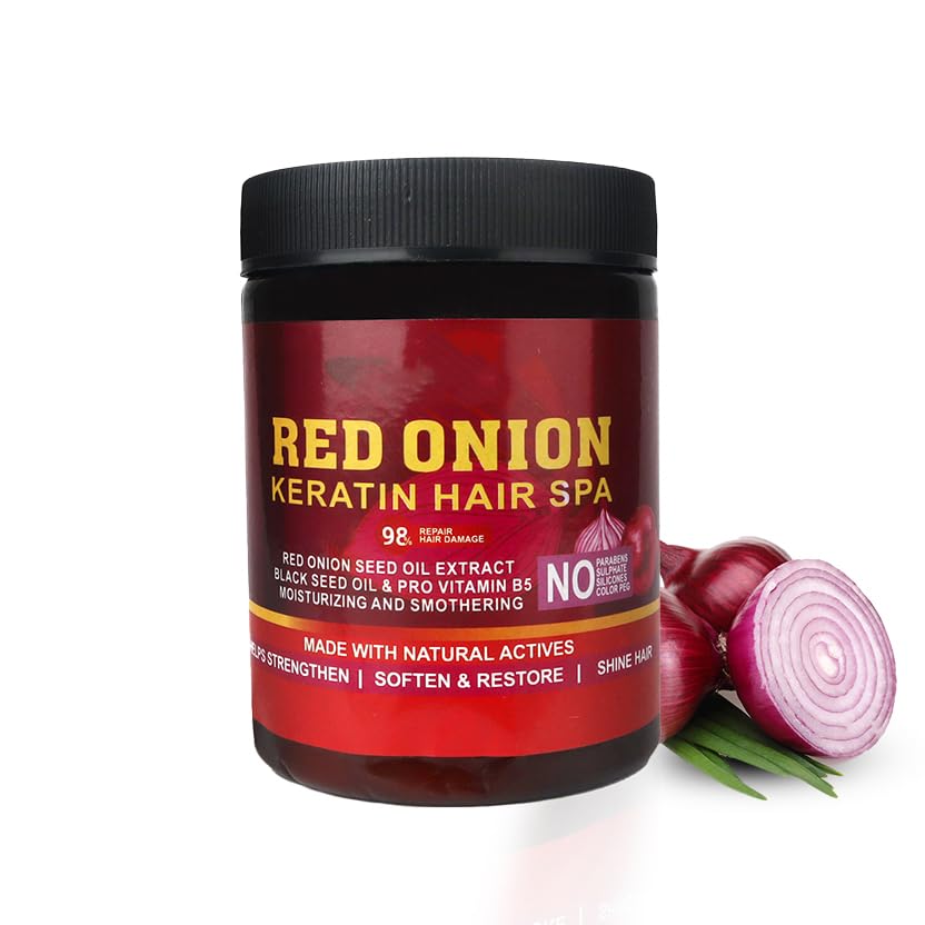 CRYSTAL CARE Red Onion Keratin Hair Spa – With Red Onion Seed Oil, Black Seed Oil & Pro Vitamin B5 | Anti Hair Fall, Repair & Strengthen Damaged Hair | Natural Hair Spa Cream for Soft, Smooth & Shiny Hair – 1000ml-picture-33