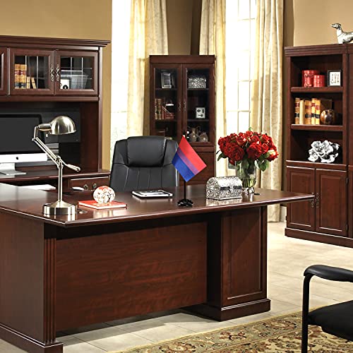 Anley Bisexual Bi Pride Deluxe Desk Flag Set - 6 X 4 Inch Miniature Desktop Flag With 12" Solid Pole - Vivid Color And Fade Resistant - Black Base And Spear Top #TOP2