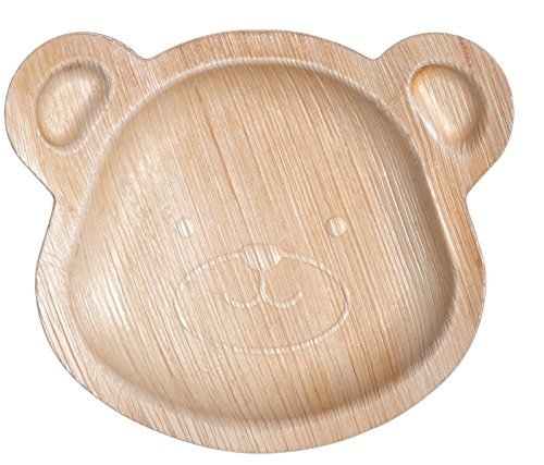 CaterEco Palm Leaf Plates Set (Pack of 20) | Kids Teddy Bear Plates| Ecofriendly Disposable Dinnerware | Heavy Duty Biodegradable Party Utensils for Wedding, Camping & More