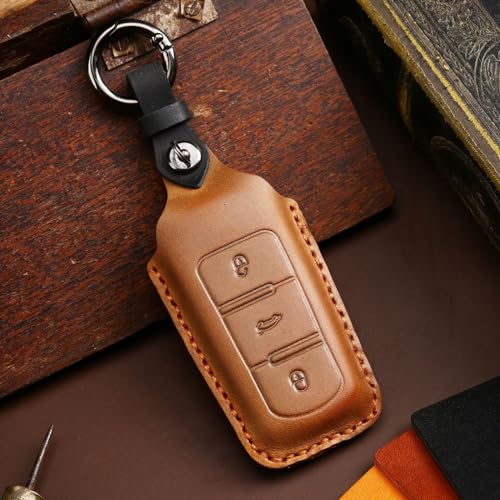 Funda de cuero para llave de coche VW Passat B7 B6 CC con protector de mando de 3 botones 1