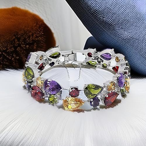 Fashion Gemstone Silver Bracelets, Silver Jewelry for Women Bracelet, Amethyst Garnet Morganite Peridot Women Jewelry Bracelets2