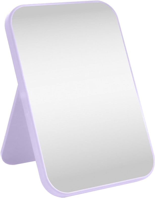Espelho de maquiagem de mesa HGUEB dobrável com suporte, roxo