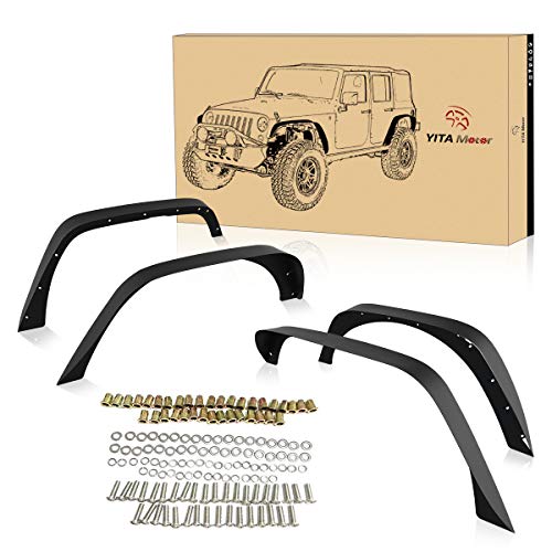 YITAMOTOR Steel Fender Flares Kit Compatible for 2007-2018 Jeep Wrangler Unlimited JK