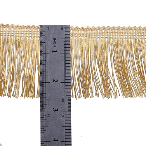 Fringe Trim Tassel Lace 2.5Inch Width 5 Yards Long For Clothes Accessories Latin Wedding Dress And Diy Lamp Shade Decoration (Gold, 2.5Inch) #TOP3