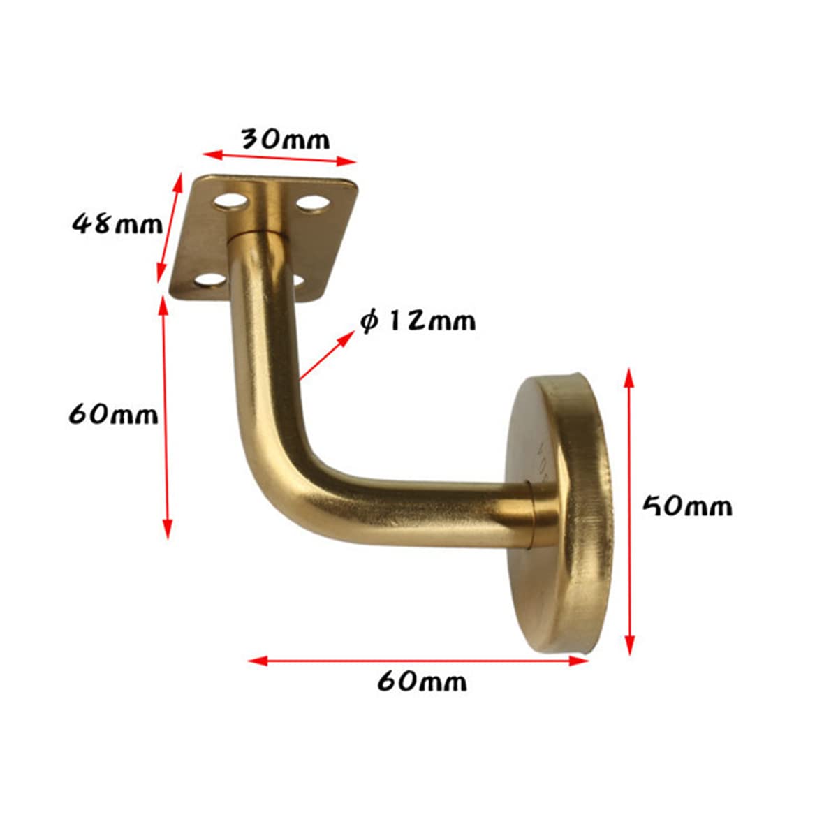 Set of 4 Stair Handrail Brackets Stainless Steel Handrail Holder Wall Mounted Heavy Duty Bannister Stair Hand Rail Brackets with Base Cover (Golden) - Image 3