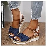 ★Verstellbarer Schnallenverschluss:Orthopädische Schlappen Plateau Pantoffeln Sport Slippers Slides Badeschuhe Hausschuhe Sport Sandaletten Zehentrenner Sandalen Sommer Böhmen Strandsandals Flip-Flops