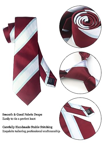 Image of Striped Plaid Polka Dot Mens Tie Formal Necktie Pocket Squares Ties Clips Cufflinks Classic for Men Set