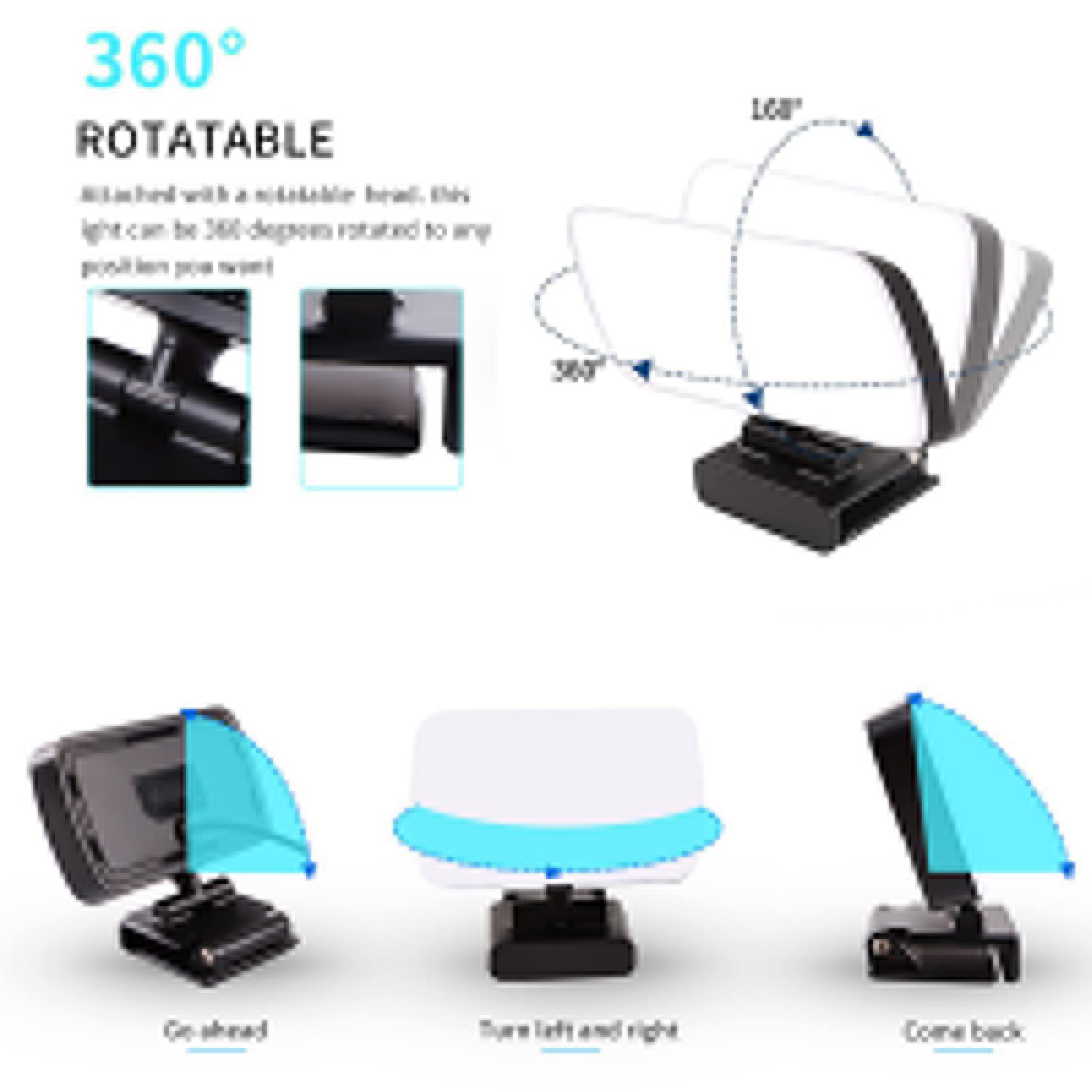 Lampe De Webcam Rotative 360° 3 Modes Éclairage Dimmable - Idéale Pour Zoom Et Visioconférences