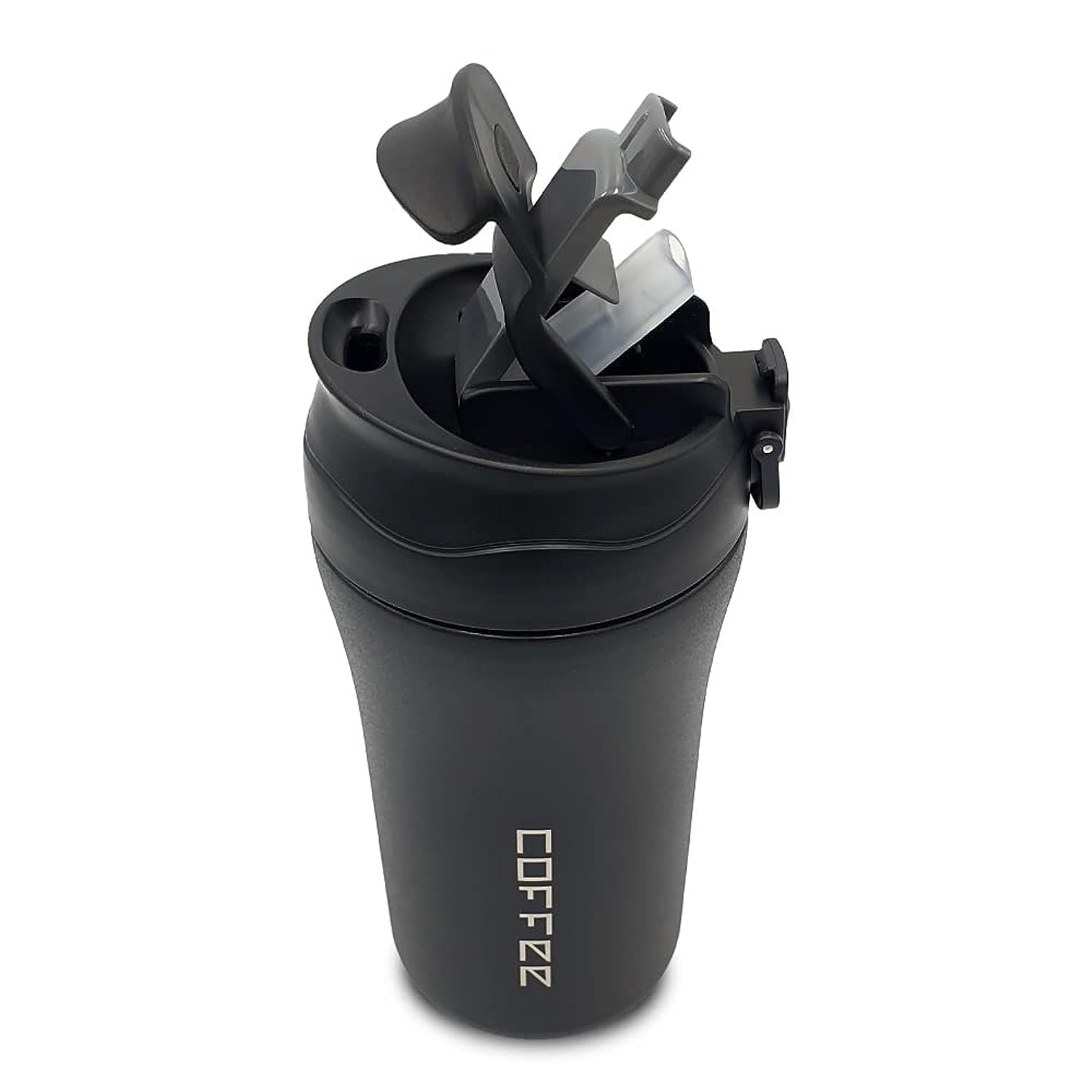 Coffee Tumbler Drink and Sip 2 In 1 Leak Proof Lid Double Wall Insulated Stainless Steel Thermal Coffee Cup Hot and Cold Travel Home Office Car Mug(Crystal Black)