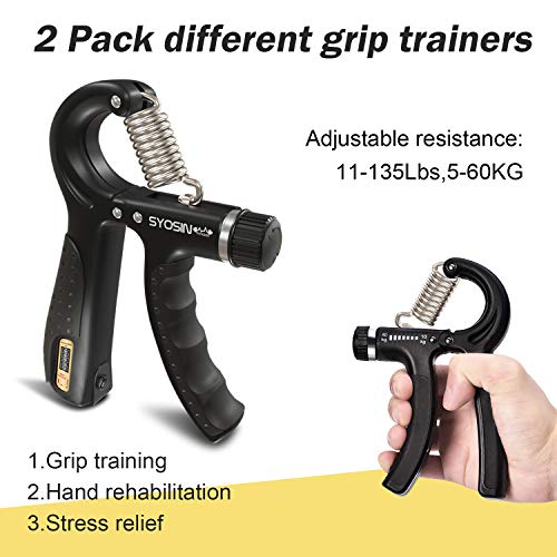 [UPGRADE] Hand Grip Strengthener Workout Kit (6 Pack), Forearm Grip Adjustable Electronic Counting, Resistance Strength Trainer, Grip Ring Finger Stretcher Finger Exerciser Grip Ball for Athletes - Thumbnail 5