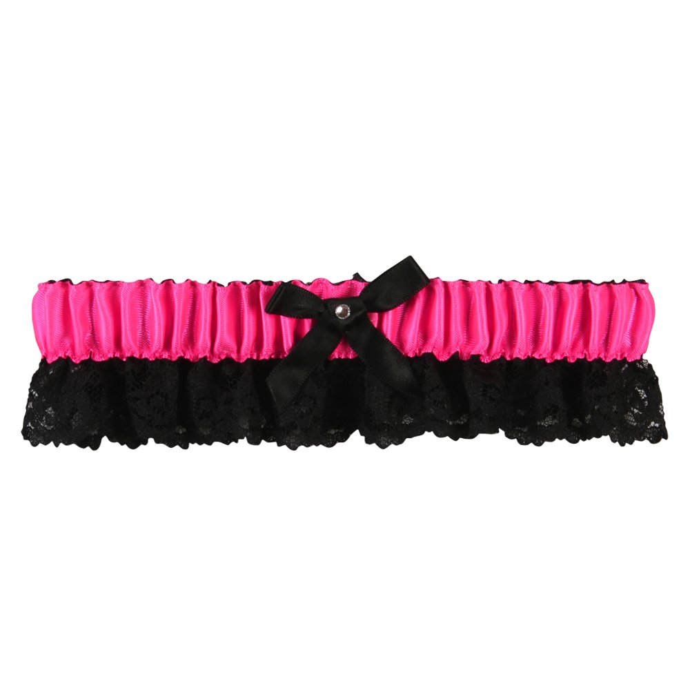 Ivy Lane DesignNatalie Garter with Black Bow, Neon Hot Pink
