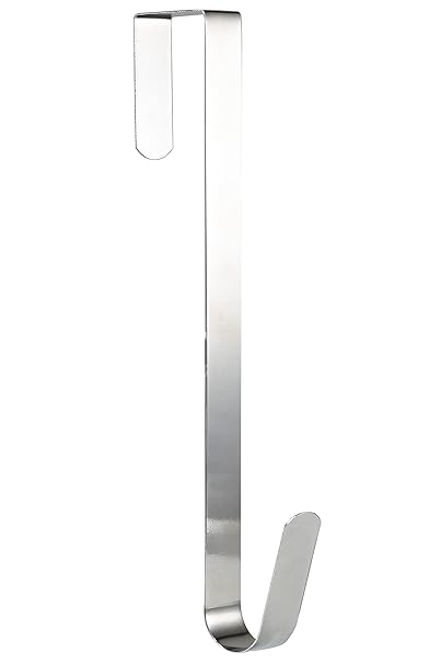 RN'D Over Door Wreath Hook - Thin Silver Metal Overdoor Wreath Holder Seasonal Hanger for Front or Back Door  12?