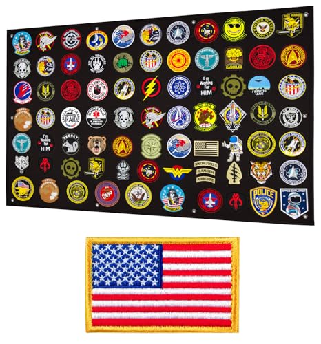 Tactical Patch Display Panel Holder Board for Military Army Combat Morale Uniform Hook and Loop Emblems 43 Inches x 27.5 Inches (Large) with 1 Flag Patch Included