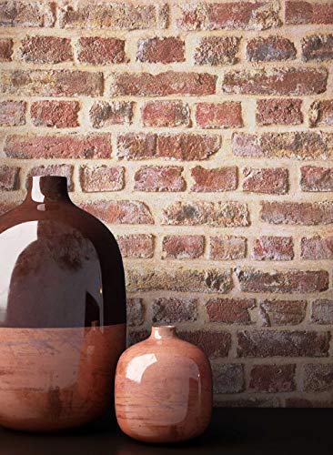 NEWROOM Steintapete Tapete Braun Mauer Stein Modern Papiertapete Papier...