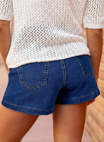 Image of Astylish Women's High Waisted Stretchy Jean Shorts Trendy Denim Shorts