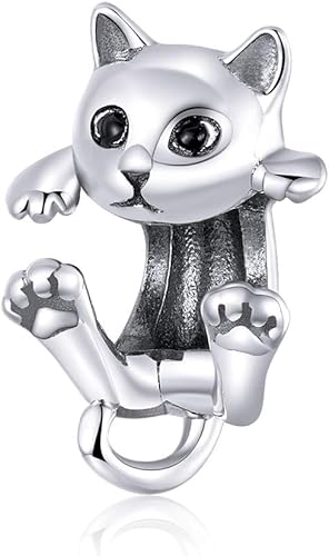 VOROCO Dije de mariposa y libélula y gato para pulsera, colección de animales, cuentas y dijes para mujeres y niñas, dije de plata de ley 925 y